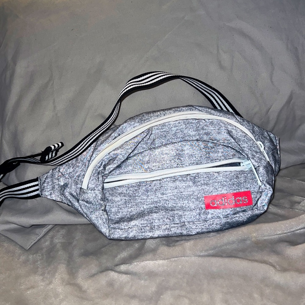 Adidas belt bag/ fanny pack- grey w/pink adidas